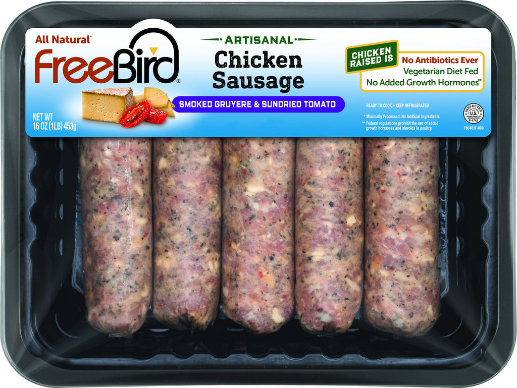 Antibiotic Free Smoked Gruyere & Sundried Tomato Chicken Sausage, 25 count